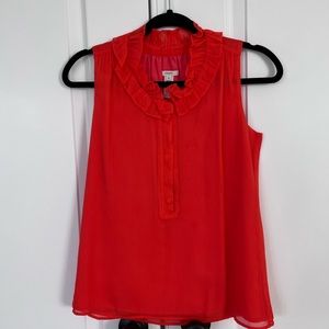 J. Crew orange red ruffle neck sleeveless blouse - Size 00